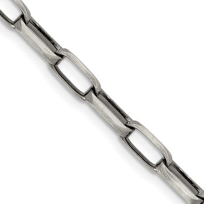 Sterling Silver Antiqued 4.8mm Elongated Open Link Chain Necklace 24"