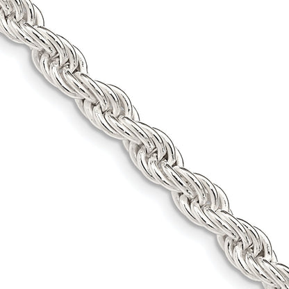 Sterling Silver 5mm Solid Rope Chain Necklace 22"