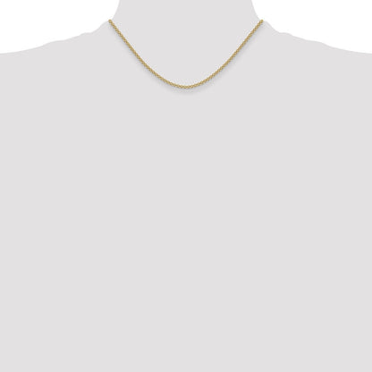 14k Yellow Gold 2.2mm Lightweight Flat Bismark Chain Necklace 16"