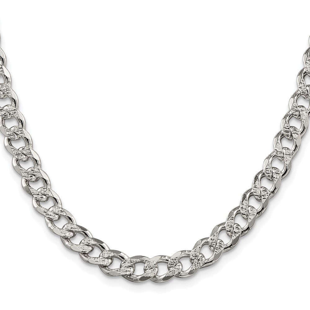 Sterling Silver Rhodium-plated 7.5mm Pav� Curb Chain Necklace 20"