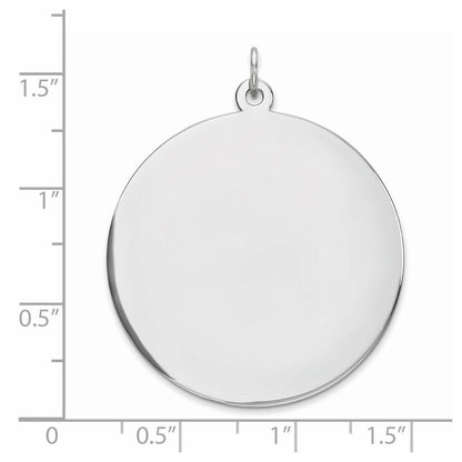 Sterling Silver Rhod-plated Eng. Rnd Polish Front/Satin Back Disc Charm Pendant