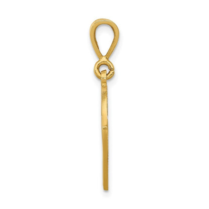 14k Yellow Gold Polished Script Filigree Letter V Initial Pendant