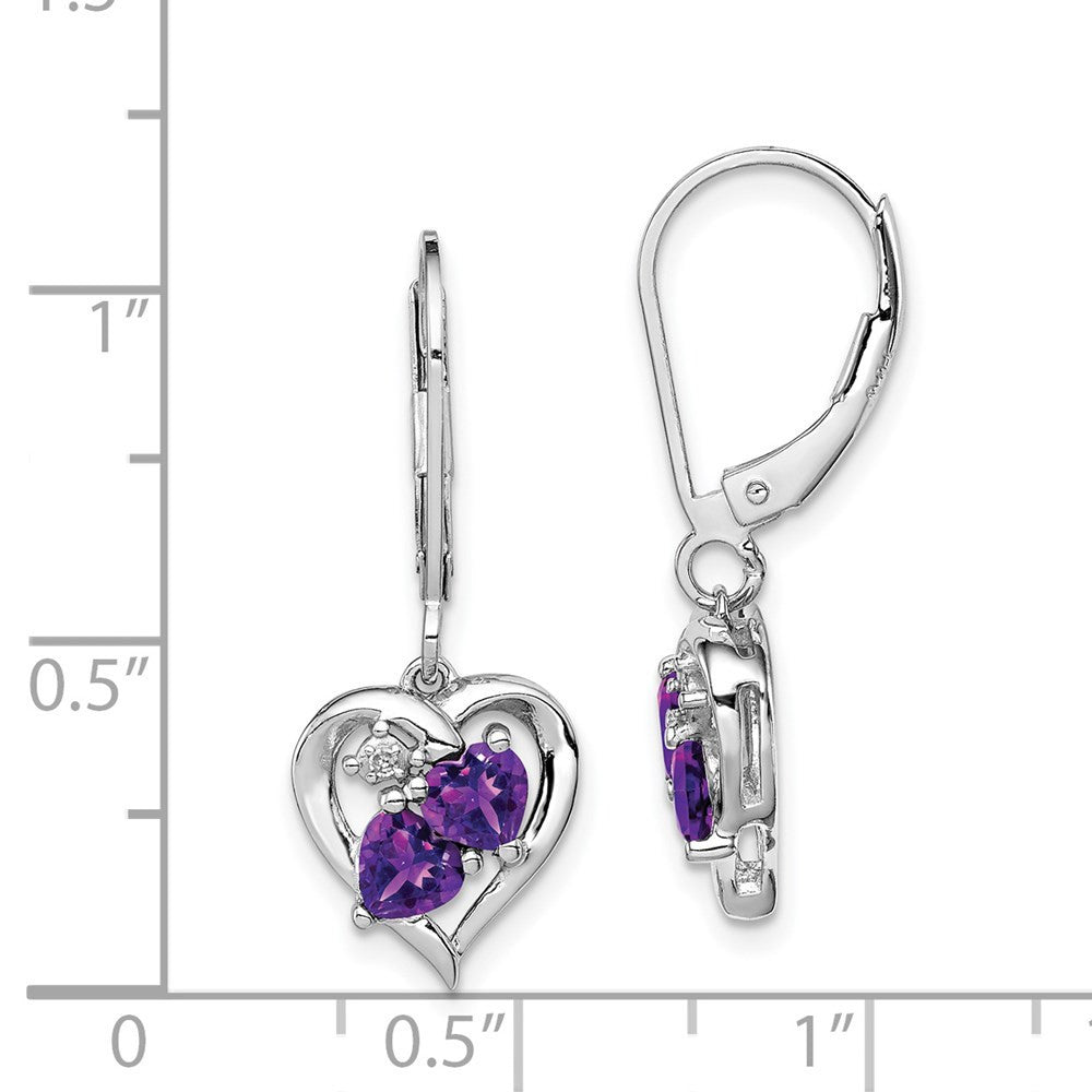 Sterling Silver Rhodium-plated Amethyst and Diamond Dangle Earrings