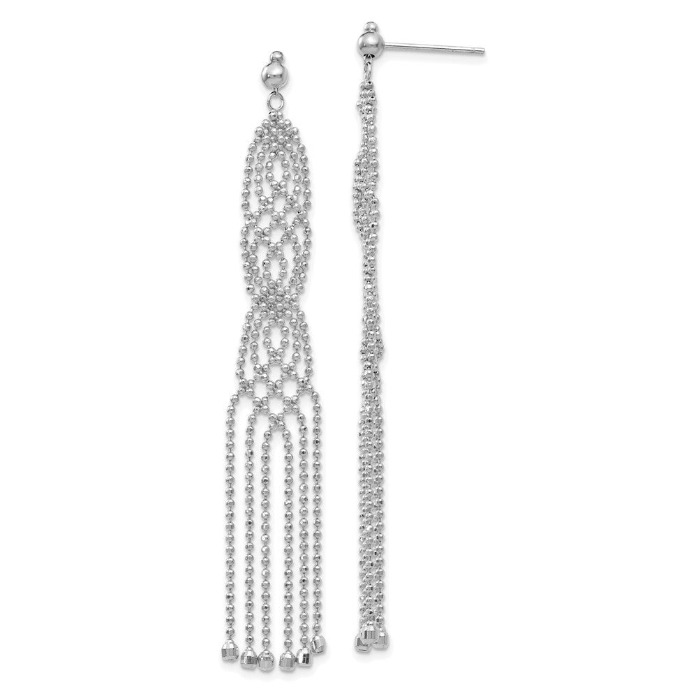 14K White Gold Bead Chain Drop & Dangle Earrings