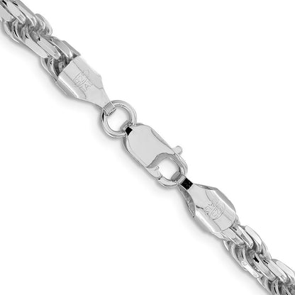 Sterling Silver Rhodium-plated 5.75mm Diamond-cut Rope Chain Necklace 30"