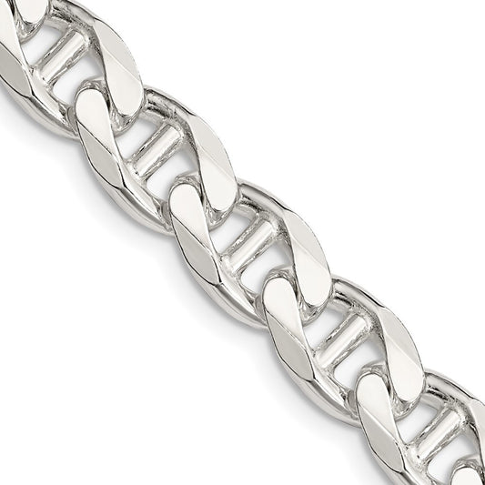 Sterling Silver 9mm Diamond-Cut Flat Anchor Curb Chain Necklace 26"