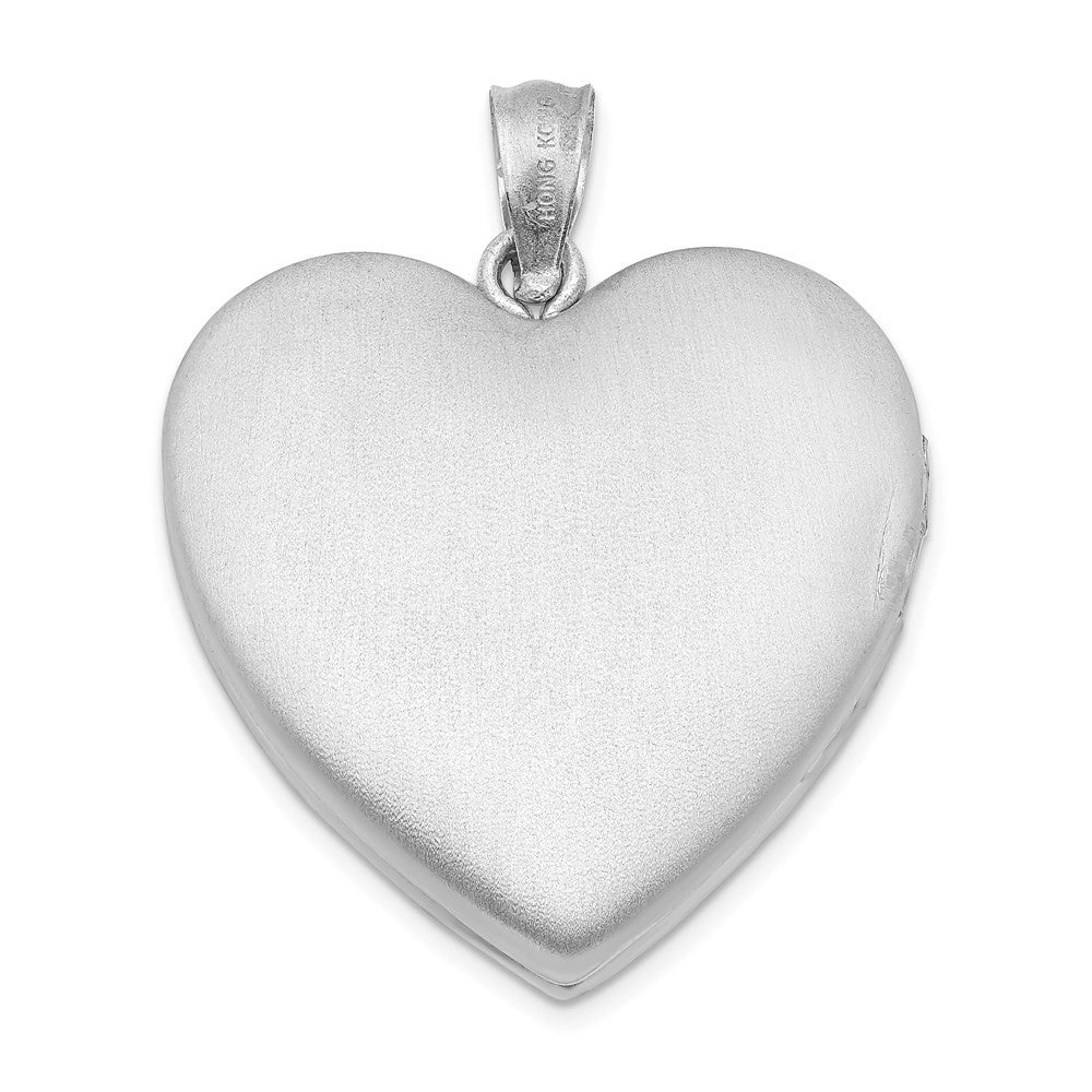 Sterling Silver Rhodium-plated & Diamond 24mm Diamond-Cut Heart Locket Pendant