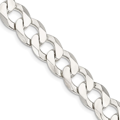Sterling Silver 11.75mm Flat Curb Chain Necklace 22"