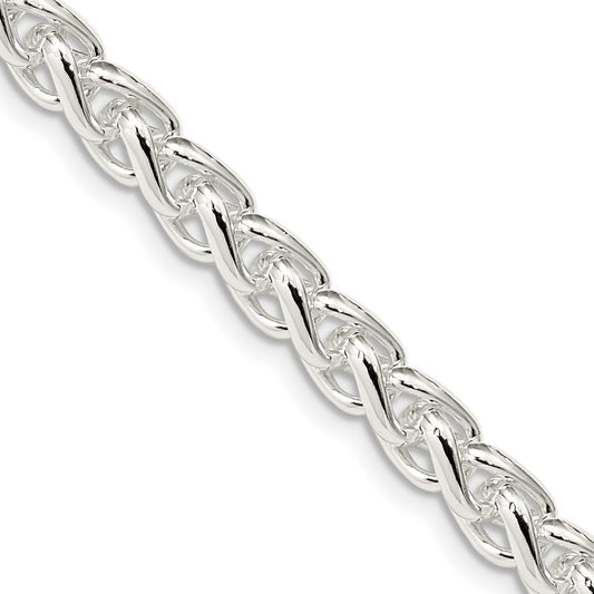 Sterling Silver 6mm Round Spiga Chain Necklace 26"