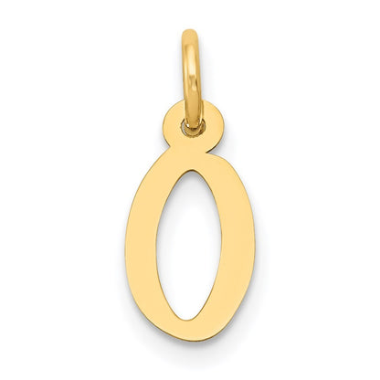 14k Yellow Gold Small Slanted Block Letter O Initial Charm Pendant