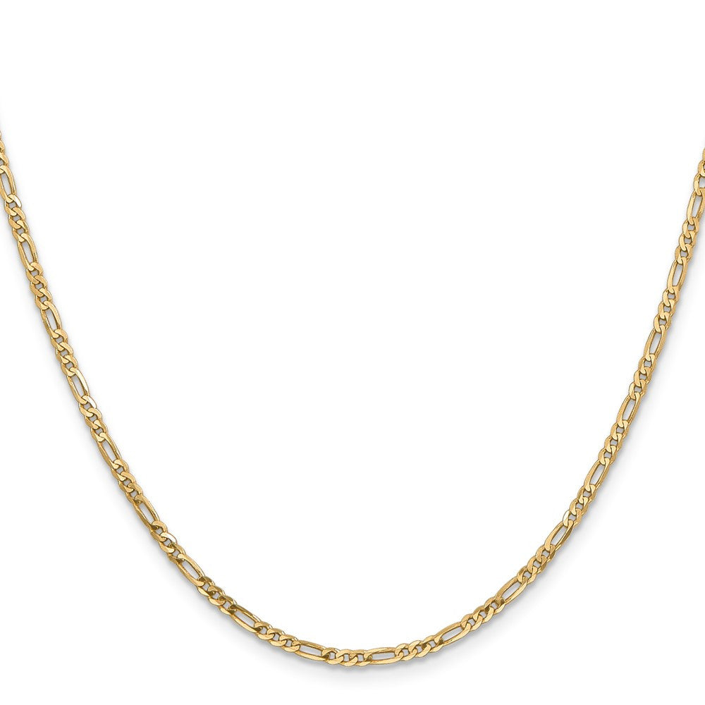 14k Yellow Gold 2.25mm Flat Figaro with Lobster Clasp Chain Necklace 26"