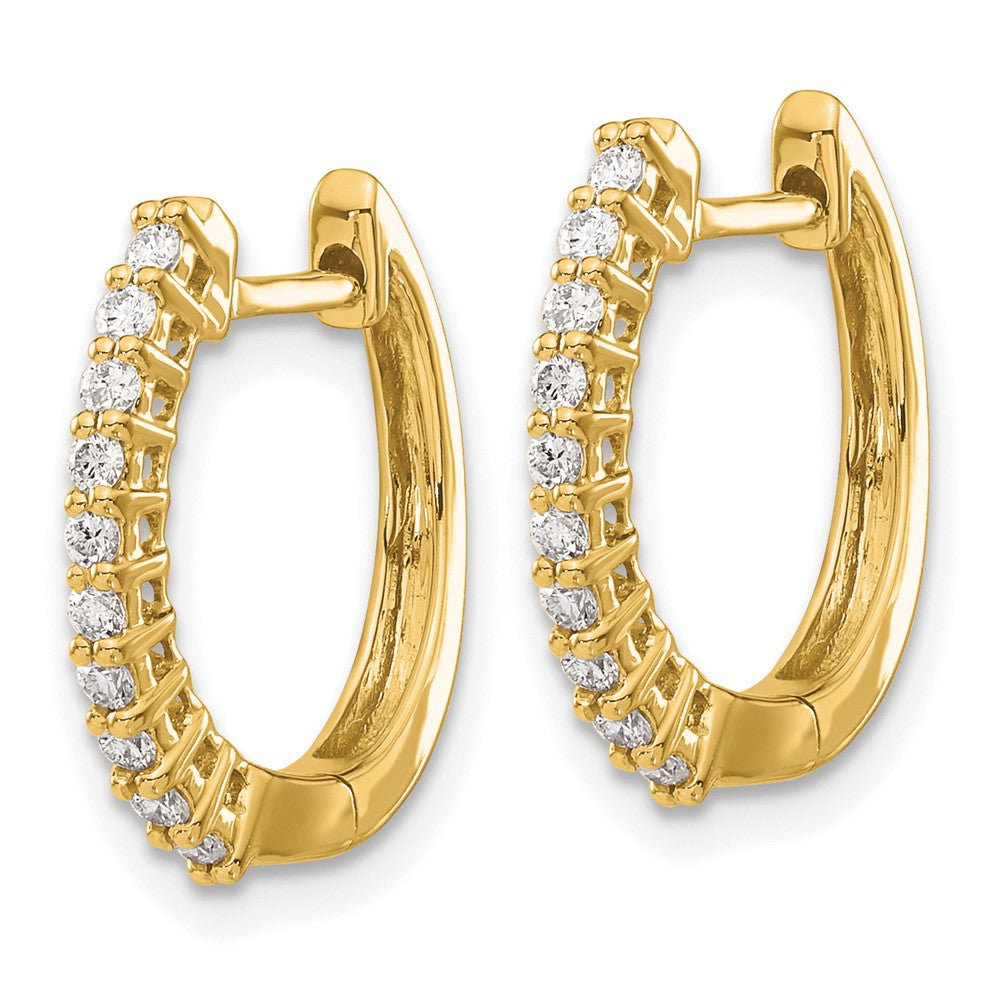 14k Yellow Gold Diamond Hinged Hoop Earrings