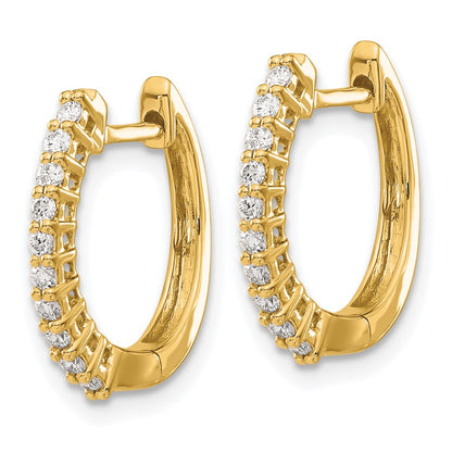 14k Yellow Gold Diamond Hinged Hoop Earrings