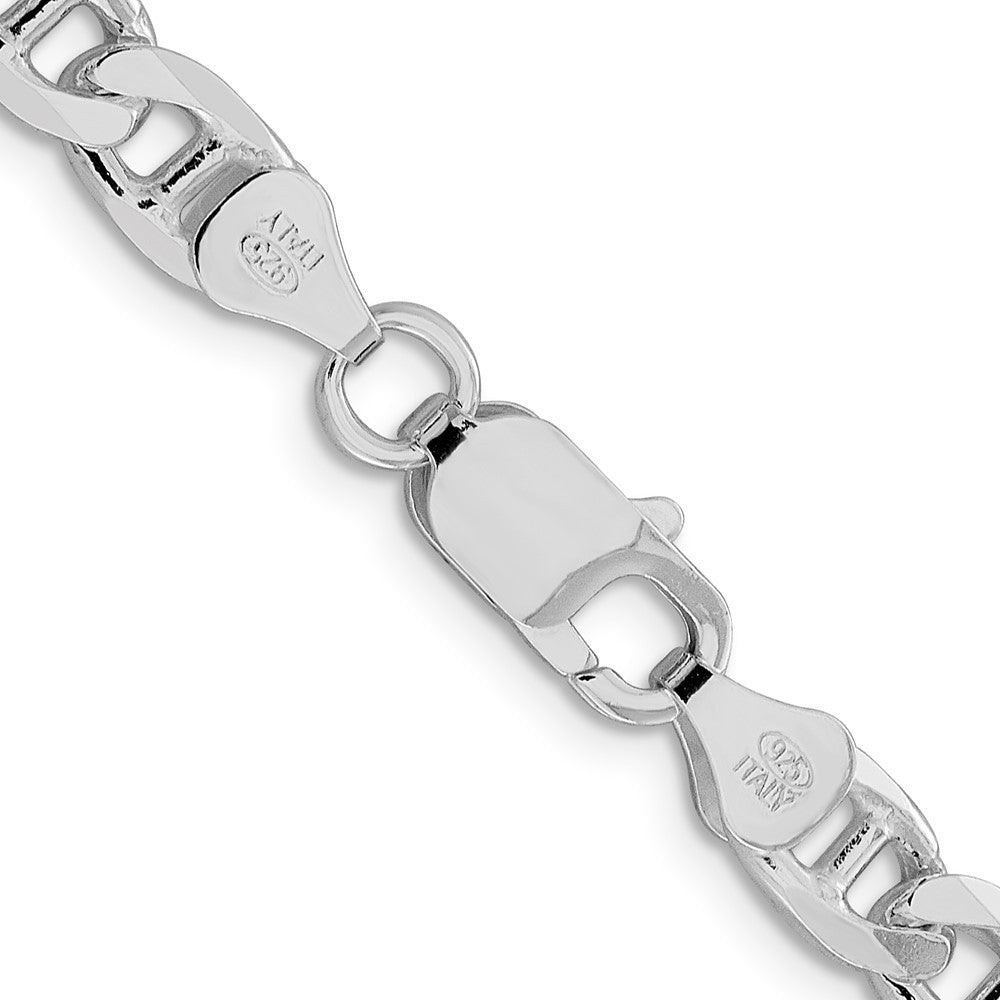 Sterling Silver 6.5mm Diamond-Cut Flat Anchor Curb Chain Necklace 24"