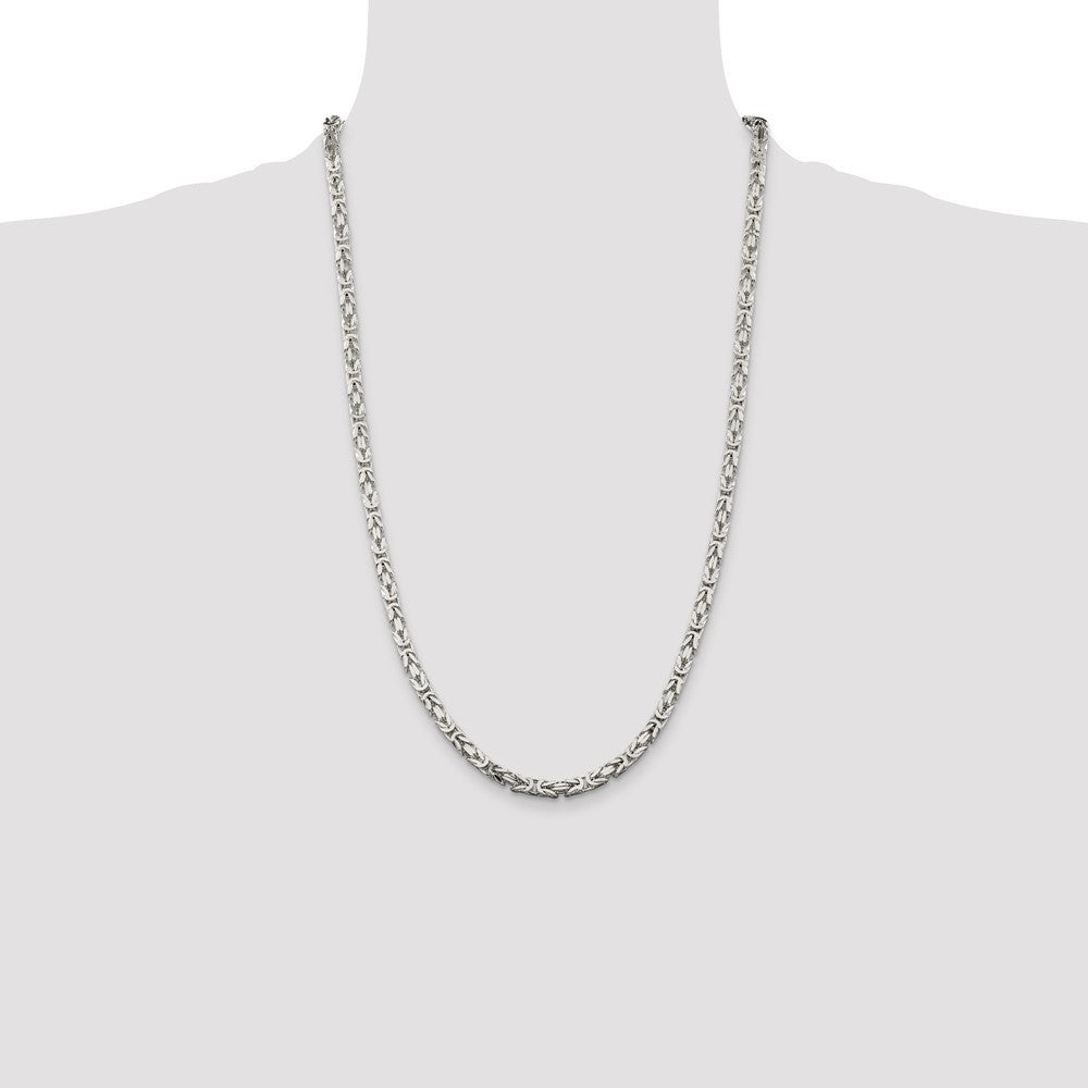 Sterling Silver 4.25mm Byzantine Chain Necklace 26"