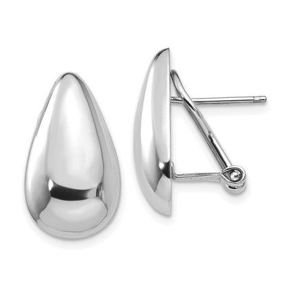 14k White Gold Tear Drop Omega Back Stud Earrings