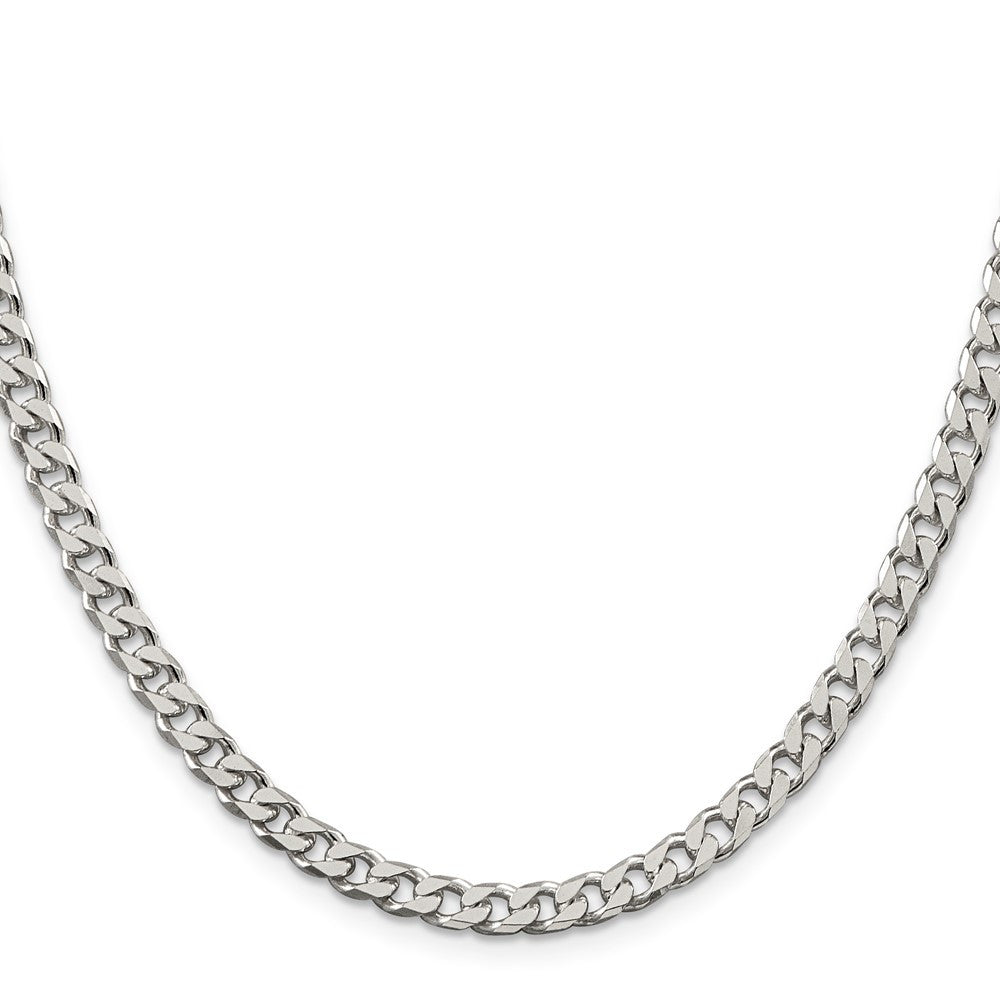 Sterling Silver Polished 5mm Curb Chain Necklace 24"