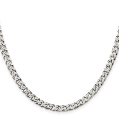 Sterling Silver Polished 5mm Curb Chain Necklace 24"