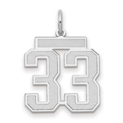 14k White Gold Medium Satin Number 33 Charm Pendant