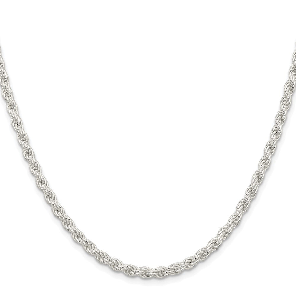 Sterling Silver Rhodium-plated 4.5mm Solid Rope Chain Necklace 24"
