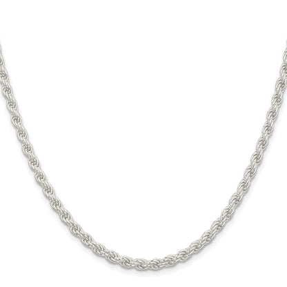 Sterling Silver Rhodium-plated 4.5mm Solid Rope Chain Necklace 24"