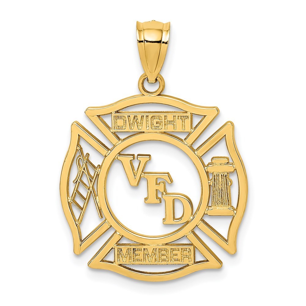 14k Yellow Gold VFD DWIGHT MEMBER In Shield Charm Pendant