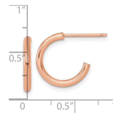 14k Rose Gold Polished 2.0 x 15mm Tube C-Hoop Earrings