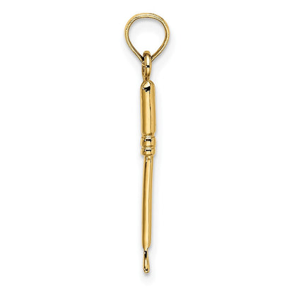 14k Yellow Gold 3-D Weeding Garden Tool Charm Pendant