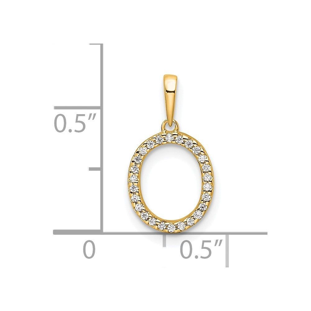 14k Yellow Gold Diamond Letter O Initial Pendant