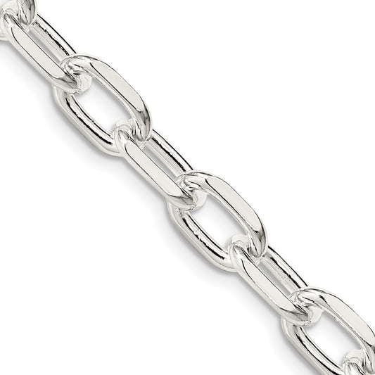 Sterling Silver 7.5mm Diamond-cut Long Link Cable Chain Necklace 20"