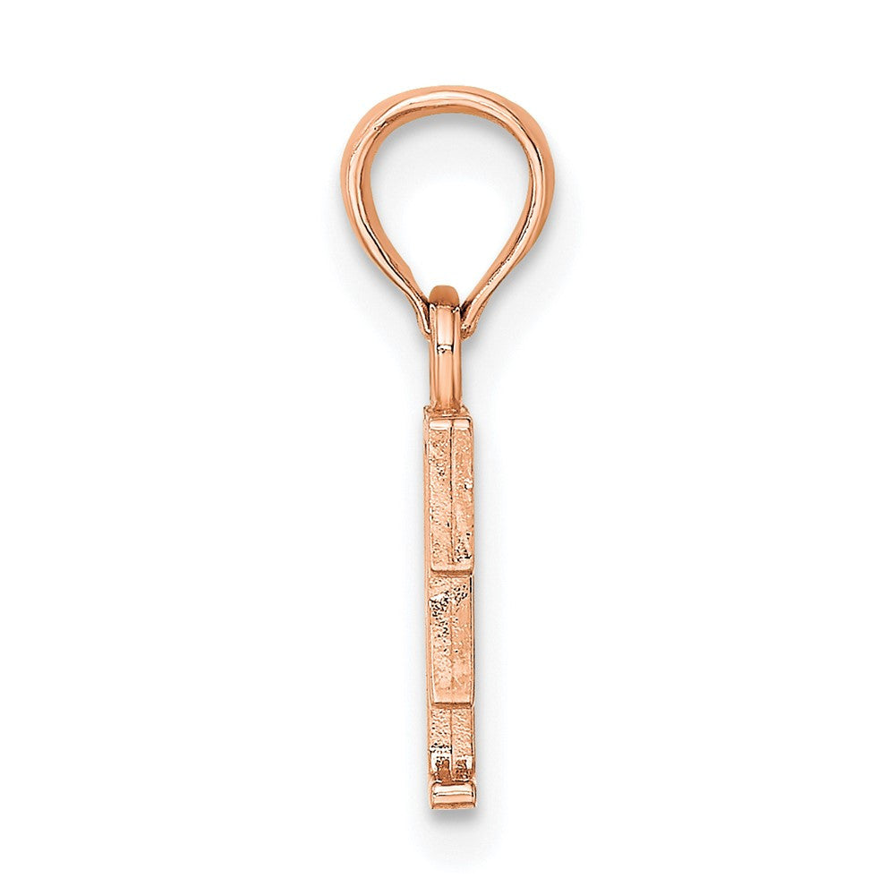 14K Rose Gold Polished Block Letter F Initial Pendant