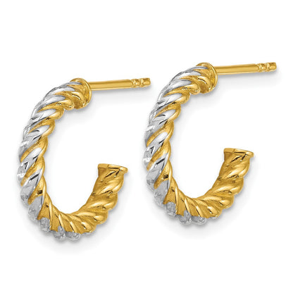 14k Yellow Gold Polished Diamond-cut Twisted 2.75mm Tube C-Hoop Earrings