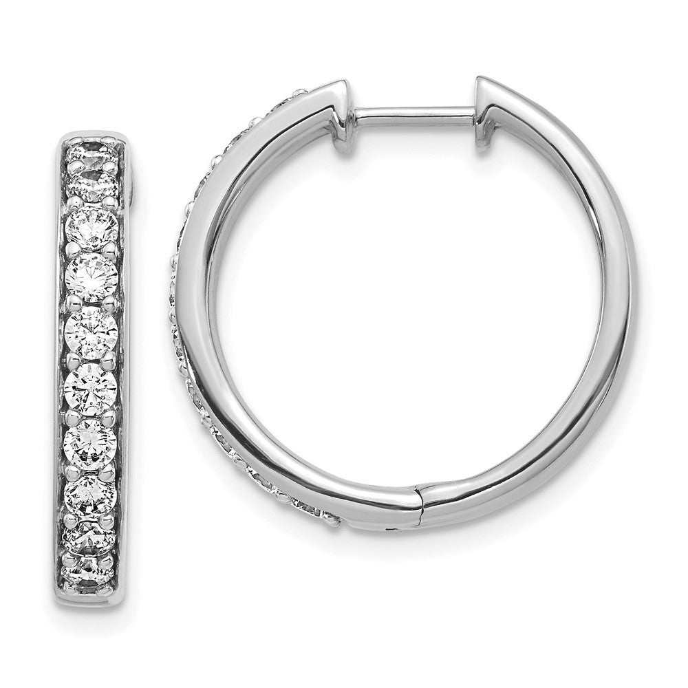 14k White Gold Diamond Hinged Hoop Earrings