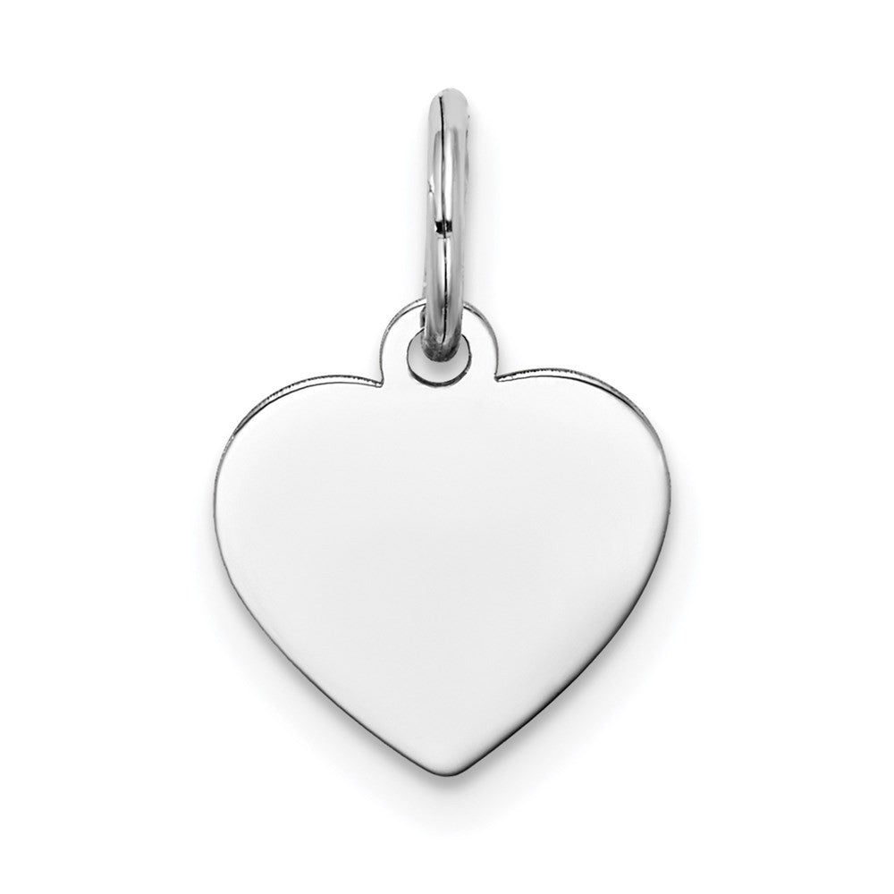 14k White Gold Plain .018 Gauge Engravable Heart Charm Pendant
