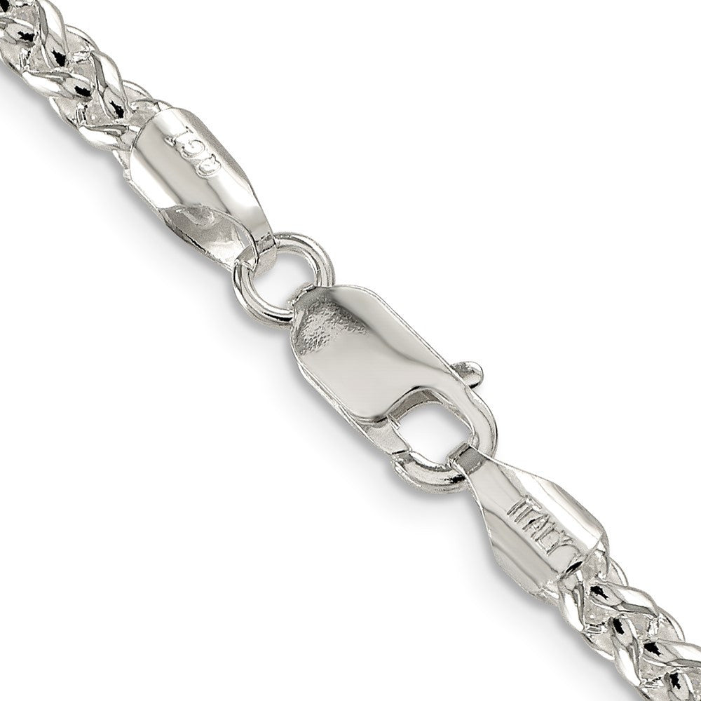 Sterling Silver 4mm Round Spiga Chain Necklace 30"