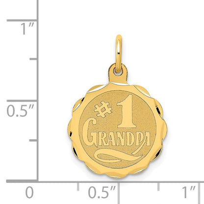 14k Yellow Gold #1 GRANDPA Disc Charm Pendant