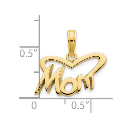 14k Yellow Gold MOM Heart Pendant