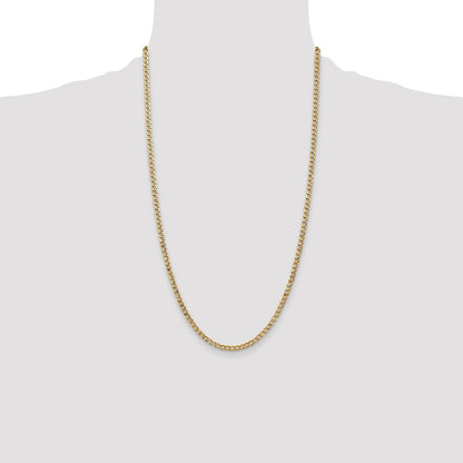14k Yellow Gold 3.35mm Semi-Solid Curb with Lobster Clasp Chain Necklace 26"