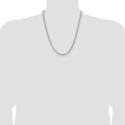 Sterling Silver 4.0mm Diamond-Cut Square Franco Chain Necklace 22"
