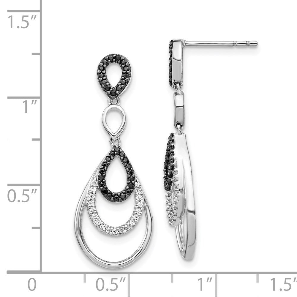 14k White Gold Black and White Diamond Drop & Dangle Earrings