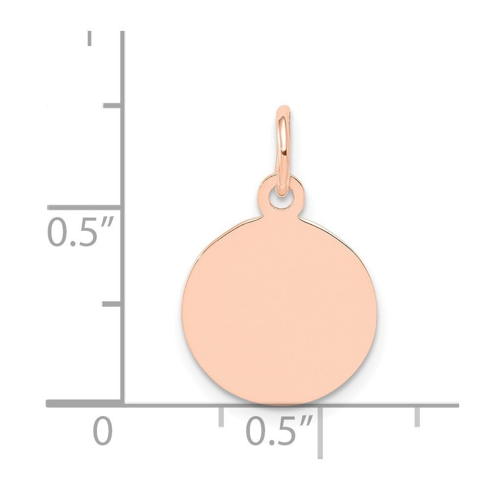 14k Rose Gold Plain .013 Gauge Circular Engraveable Disc Charm Pendant