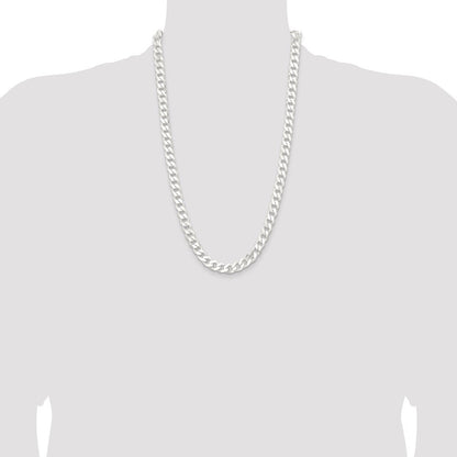 Sterling Silver 9.3mm Curb Chain Necklace 26"