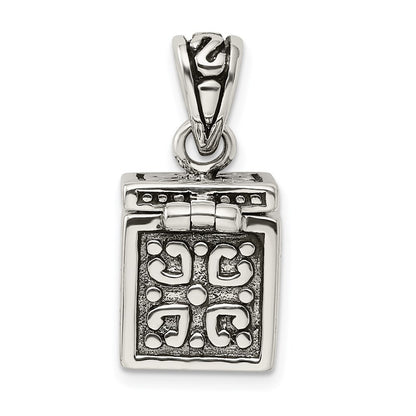 Sterling Silver Antiqued Square Prayer Box Pendant