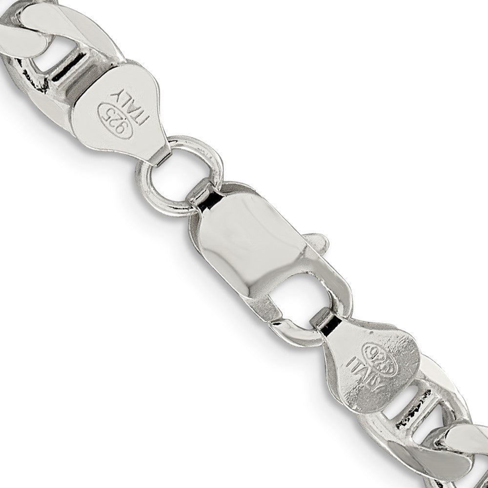 Sterling Silver 7.4mm Diamond-Cut Flat Anchor Curb Chain Necklace 20"