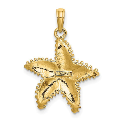 14k Yellow Gold Beaded Textured Starfish Charm Pendant