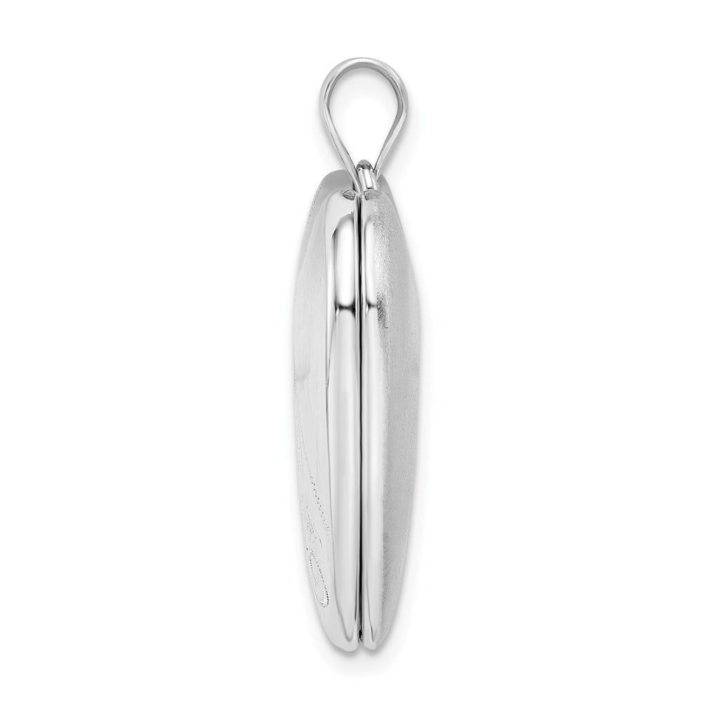 Sterling Silver Rhodium-plated 24mm Scrolled Ash Holder Heart Locket Pendant