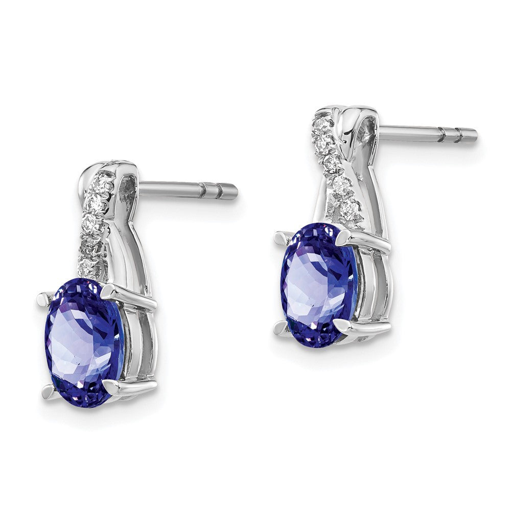 14k White Gold Tanzanite and Diamond Drop & Dangle Earrings