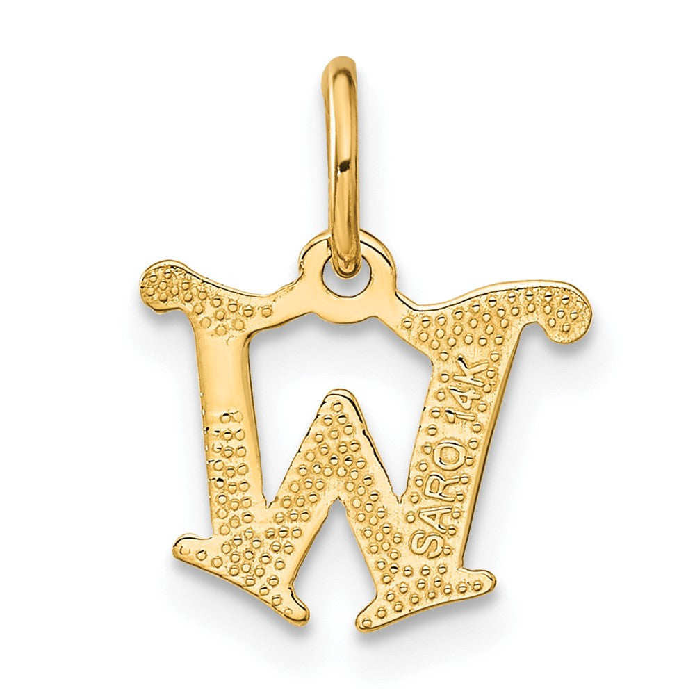 14k Yellow Gold Letter W Initial Charm Pendant