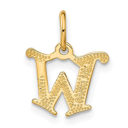 14k Yellow Gold Letter W Initial Charm Pendant