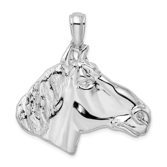 Sterling Silver Rhodium-Plated Polished Large Horse Head Pendant
